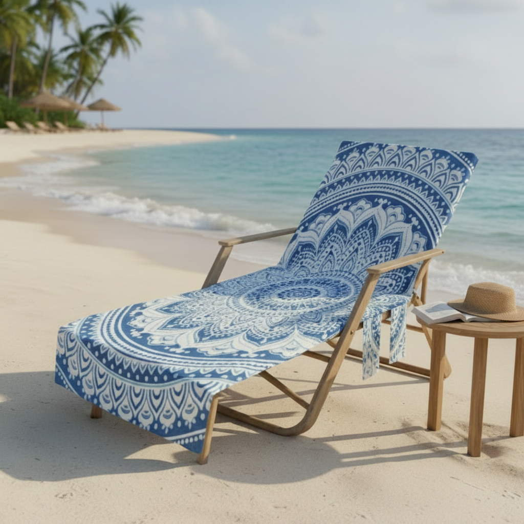 Blue Mandala Beach Chair Towel
