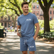 Men's blue New York print jogging set, t-shirt and shorts