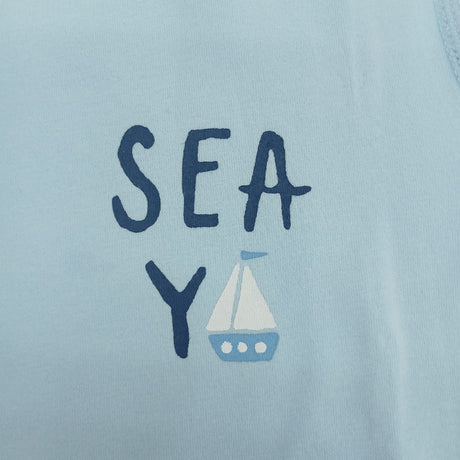 Sea You sailboat print on light blue pyjama fabric