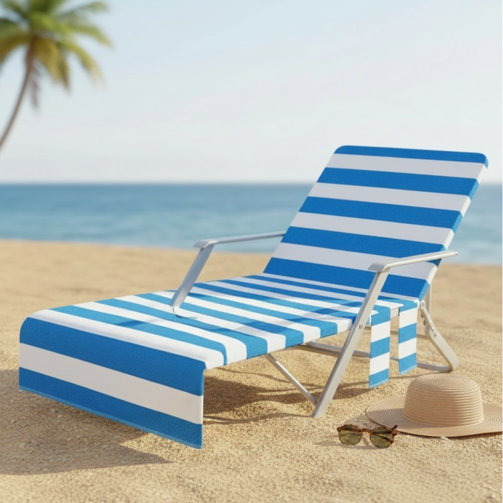 Blue Striped Beach Chair Towel