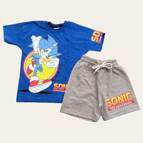 Blue and Grey Sonic The Hedgehog Shorts Set