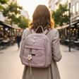 Blush textured backpack with silver metal bar and flower charm, Jack Gifts Online Lebanon