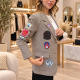 Brown Houndstooth Patch Blazer