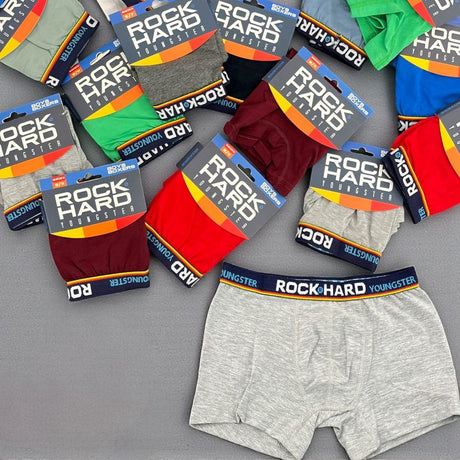 Boys cotton boxer shorts in assorted colours with branded elastic waistbands