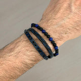 Navy leather, blue lapis beads and a studded strand bracelet stack, Jack Gifts Online Lebanon