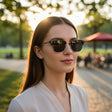Womens browline sunglasses with dark upper frame, gold trim and tinted lenses, Jack Gifts Online Lebanon