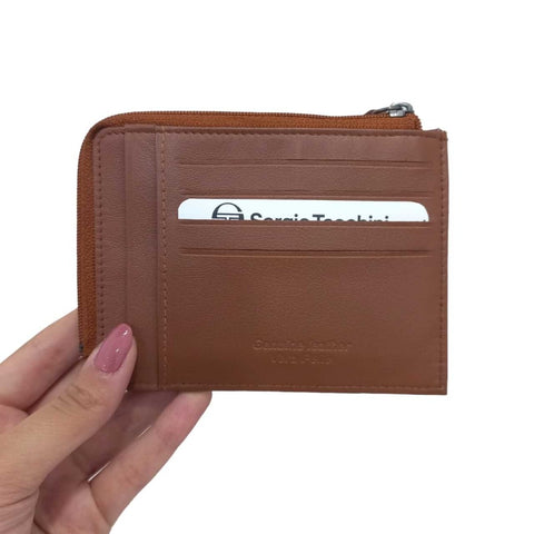 Back Of Brown Credit Card Wallet With Zip