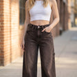 Brown acid wash high waist wide leg jeans with utility loop, Jack Gifts Online Lebanon