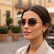 Womens rimless sunglasses with brown gradient lenses and ribbed gold temples, Jack Gifts Online Lebanon
