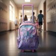 Pink and lilac butterfly trolley backpack with pull handle and wheels, Jack Gifts Online Lebanon