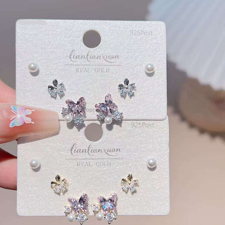 Butterfly, pearl and crystal stud earrings on a card, Jack Gifts Online Lebanon