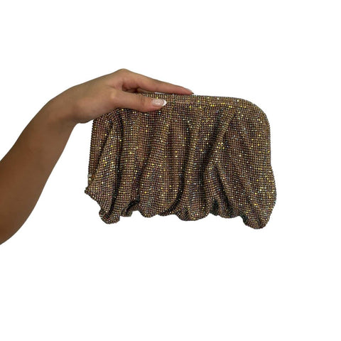 Champagne Rhinestone Chain Clutch Bag