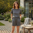 Women's charcoal dot print tee and shorts loungewear set, Jack Gifts Online Lebanon