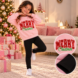 Pink Merry Christmas Kids Sweatshirt Set