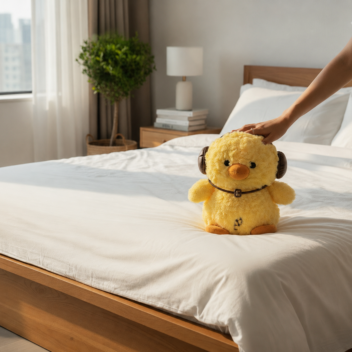 Yellow chick plush toy with mini headphones, Jack Gifts Online Lebanon