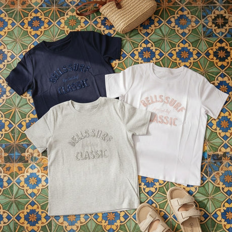 Women's Bells Surf Classic beaded t-shirts in navy, grey and white – Jack Gifts Online Lebanon