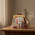Colorful pattern handmade bag with wooden handles, Jack Gifts Online Lebanon