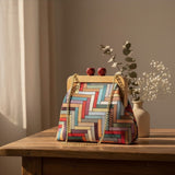 Colorful pattern handmade bag with wooden handles, Jack Gifts Online Lebanon