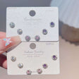 Halo stud earrings with clear, purple and pink crystal centres, Jack Gifts Online Lebanon
