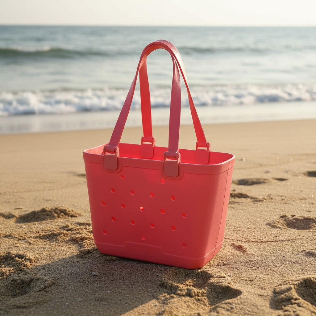 Medium coral EVA beach tote bag with drainage holes, Jack Gifts Online Lebanon