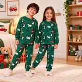 Green Christmas Penguin Print Kids PJ