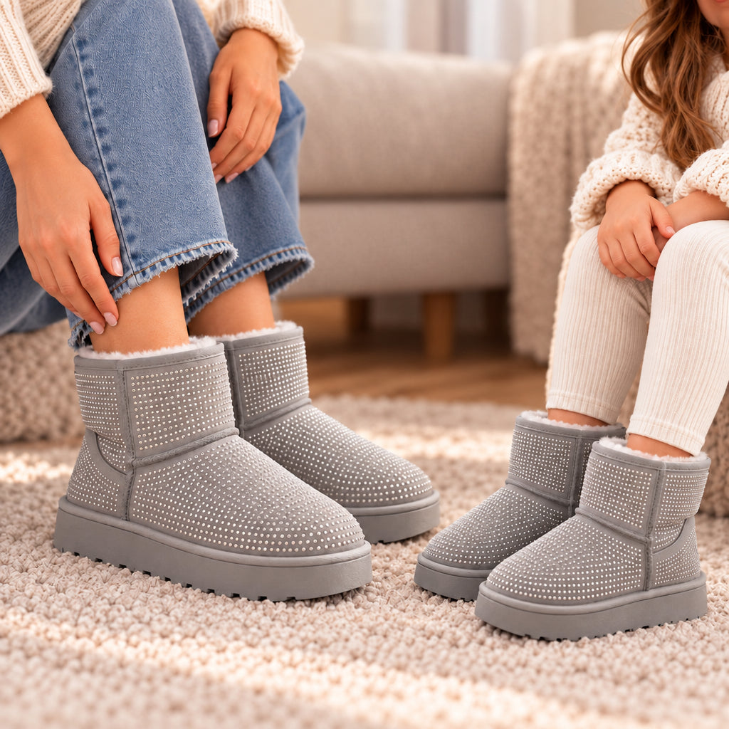Sparkly Gray Winter Boots