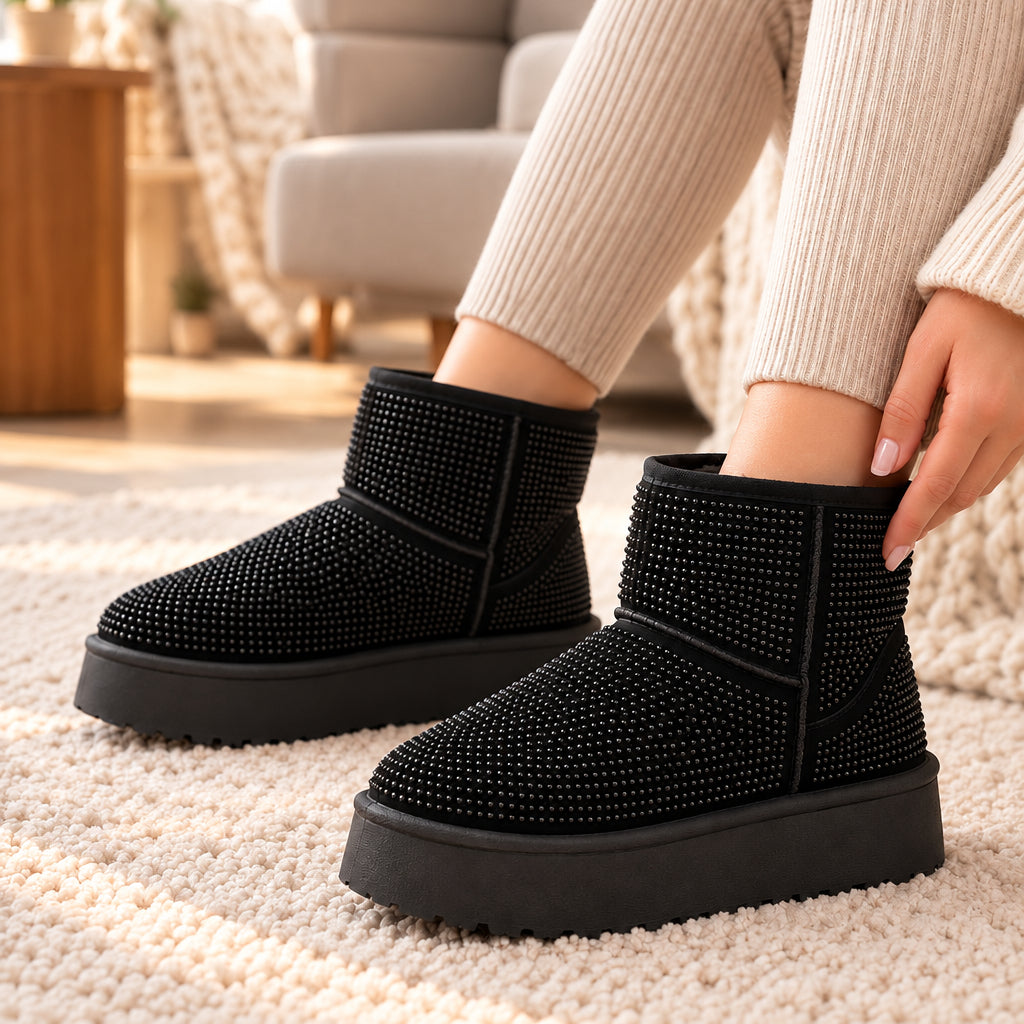 Sparkly Black Winter Boots