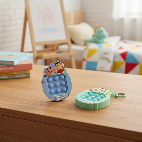 Crayon Shinchan bubble pop fidget keychain in blue and green, Jack Gifts Online Lebanon