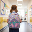 Girl wearing a lilac backpack with a shaker cupcake front pocket, Jack Gifts Online Lebanon