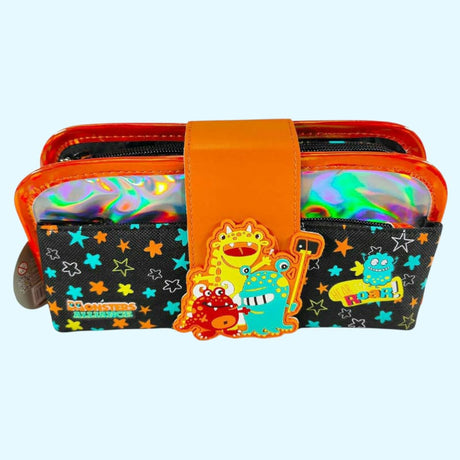 Children's wallet with colorful design and cartoon characters on a white background