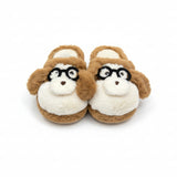 Studio pair on white, tan fur heel collar and cream lining visible inside the openings