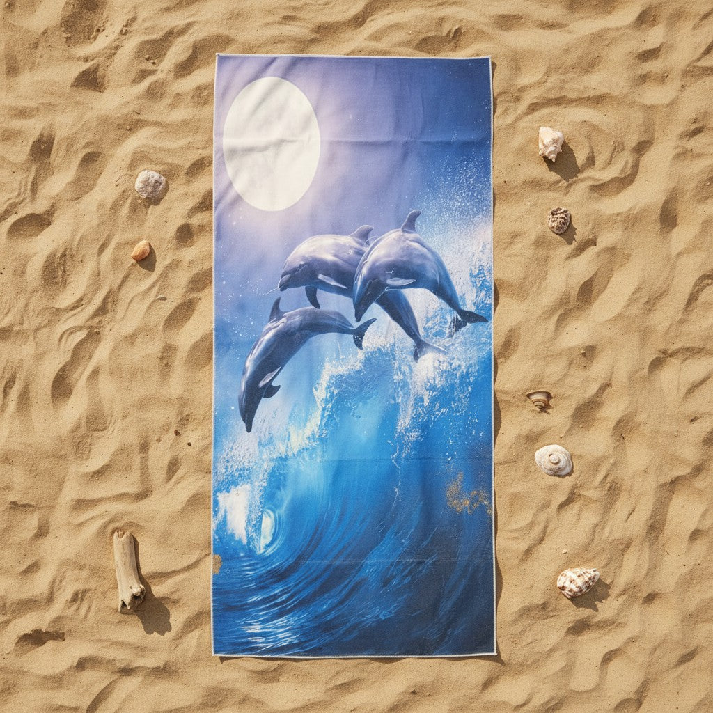 Dolphins leaping over a wave beach towel, Jack Gifts Online Lebanon