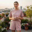 Women's dusty pink dot print tee and shorts loungewear set, Jack Gifts Online Lebanon
