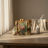 Floral handmade bag with wooden handles, Jack Gifts Online Lebanon