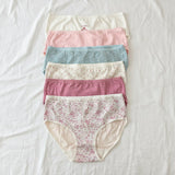 Women's pastel cotton briefs in pink, blue, lilac and cream floral prints