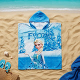 Blue Frozen Elsa snowflake hooded towel poncho for kids