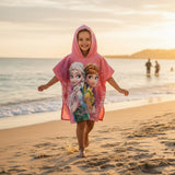 Girl in a pink Frozen Elsa and Anna hooded poncho towel – Jack Gifts Online Lebanon