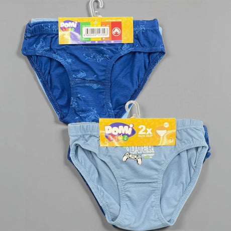 Pack of 2 boys cotton briefs in blue with a game controller print