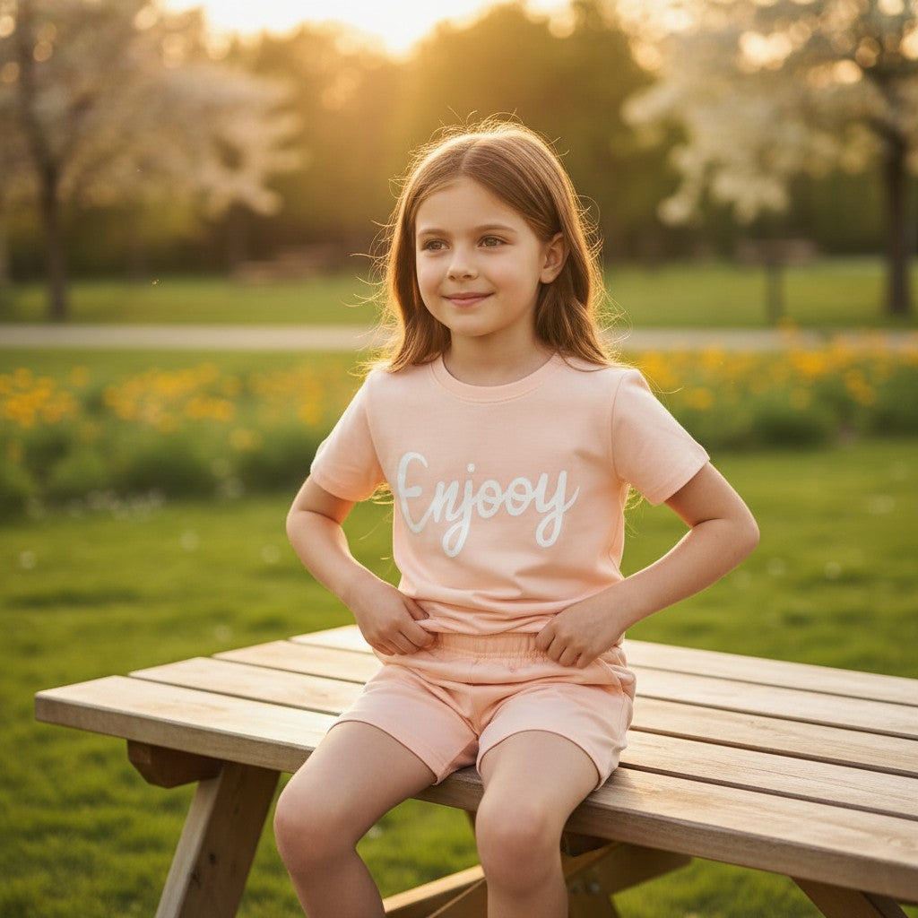 Girls Enjooy two piece set in peach