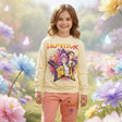 Cream Huntrix star print sweatshirt with coral pink joggers, girls set worn outdoors