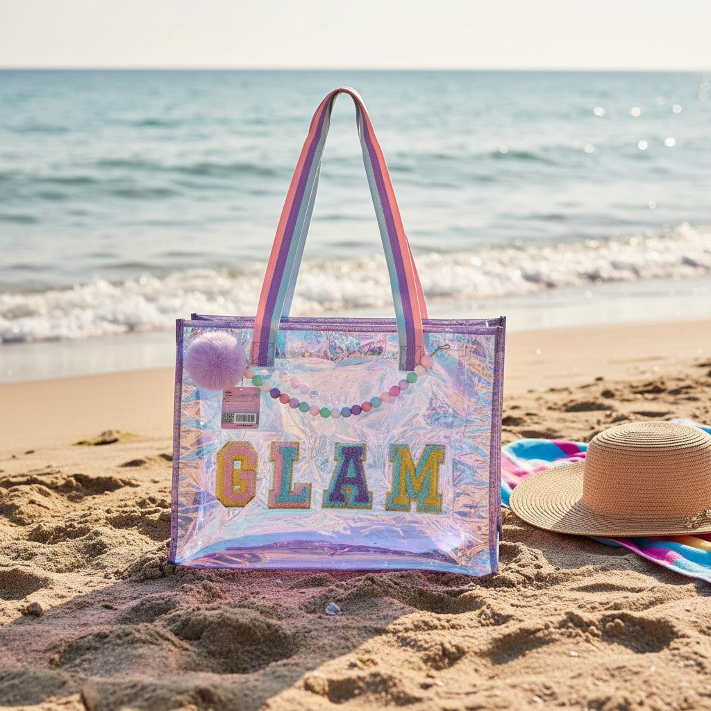 Kids iridescent Glam beach tote bag, 40x30 cm, Jack Gifts Online Lebanon