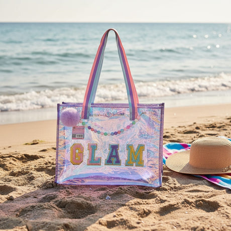 Kids iridescent Glam beach tote bag, 40x30 cm, Jack Gifts Online Lebanon