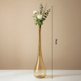 The tallest amber teardrop vase with a very long neck, marked 70cm