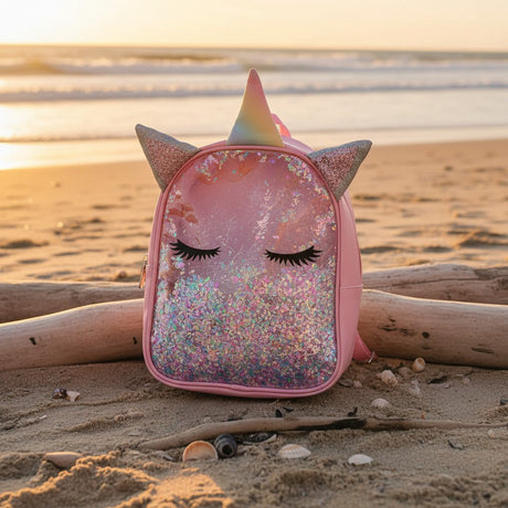Kids sparkly pink glitter unicorn backpack, 20x25 cm, Jack Gifts Online Lebanon
