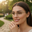 Womens gold cat eye frames with clear lenses and slim metal outline, Jack Gifts Online Lebanon