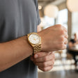 Men's gold tone fluted bezel watch with link bracelet, Jack Gifts Online Lebanon