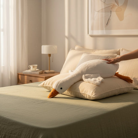 Medium 115cm goose body pillow plush with an orange beak