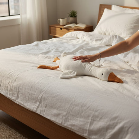 Small 70cm goose body pillow plush with an orange beak