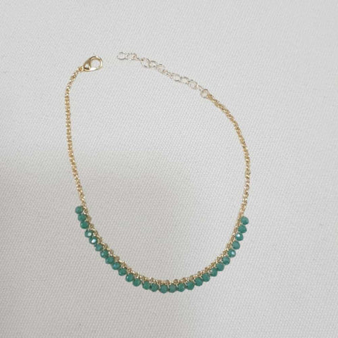 Green Sparkly Bead Double Chain Anklet