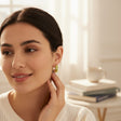 Green clover enamel hoop earrings with white flowers, Jack Gifts Online Lebanon